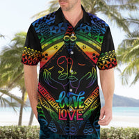 Personalised Tonga LGBT Hawaiian Shirt Love Is Love Ngatu Rainbow Water Color LT9 - Polynesian Pride