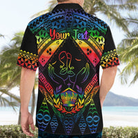 Personalised Tonga LGBT Hawaiian Shirt Love Is Love Ngatu Rainbow Water Color LT9 - Polynesian Pride