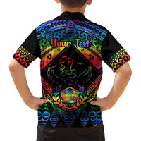 Personalised Tonga LGBT Hawaiian Shirt Love Is Love Ngatu Rainbow Water Color LT9 - Polynesian Pride