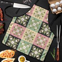 Seamless Pattern Maile and Pikake Lei Apron Squares Maile Leaf LT9 Green - Polynesian Pride