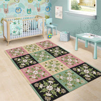 Seamless Pattern Maile and Pikake Lei Area Rug Squares Maile Leaf - Polynesian Pride