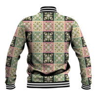 Seamless Pattern Maile and Pikake Lei Baseball Jacket Squares Maile Leaf LT9 - Polynesian Pride