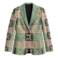 Seamless Pattern Maile and Pikake Lei Blazer Squares Maile Leaf LT9 Unisex Green - Polynesian Pride