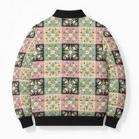 Seamless Pattern Maile and Pikake Lei Bomber Puffer Jacket Squares Maile Leaf LT9 - Polynesian Pride