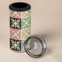 Seamless Pattern Maile and Pikake Lei 4 in 1 Can Cooler Tumbler Squares Maile Leaf LT9 - Polynesian Pride