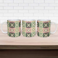 Seamless Pattern Maile and Pikake Lei Ceramic Mug Squares Maile Leaf LT9 - Polynesian Pride