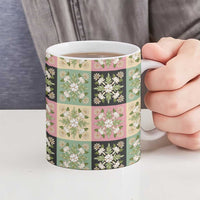 Seamless Pattern Maile and Pikake Lei Ceramic Mug Squares Maile Leaf LT9 - Polynesian Pride