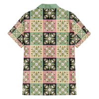 Seamless Pattern Maile and Pikake Lei Family Matching Off Shoulder Short Dress and Hawaiian Shirt Squares Maile Leaf - Polynesian Pride