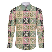 Seamless Pattern Maile and Pikake Lei Family Matching Off Shoulder Short Dress and Hawaiian Shirt Squares Maile Leaf - Polynesian Pride