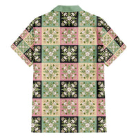 Seamless Pattern Maile and Pikake Lei Family Matching Short Sleeve Bodycon Dress and Hawaiian Shirt Squares Maile Leaf - Polynesian Pride
