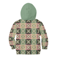 Seamless Pattern Maile and Pikake Lei Kid Hoodie Squares Maile Leaf - Polynesian Pride