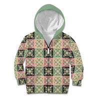 Seamless Pattern Maile and Pikake Lei Kid Hoodie Squares Maile Leaf - Polynesian Pride