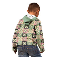 Seamless Pattern Maile and Pikake Lei Kid Hoodie Squares Maile Leaf - Polynesian Pride