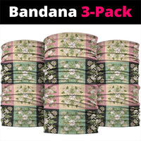 Seamless Pattern Maile and Pikake Lei Neck Gaiter Squares Maile Leaf - Polynesian Pride