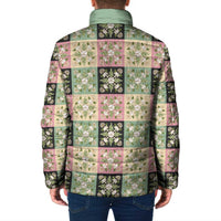Seamless Pattern Maile and Pikake Lei Padded Jacket Squares Maile Leaf LT9 - Polynesian Pride