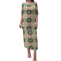 Seamless Pattern Maile and Pikake Lei Puletasi Squares Maile Leaf - Polynesian Pride