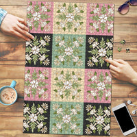 Seamless Pattern Maile and Pikake Lei Puzzle Squares Maile Leaf LT9 Green - Polynesian Pride