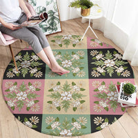 Seamless Pattern Maile and Pikake Lei Round Carpet Squares Maile Leaf - Polynesian Pride