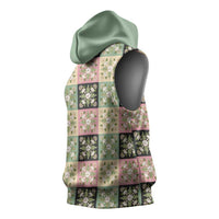 Seamless Pattern Maile and Pikake Lei Sleeveless Hoodie Squares Maile Leaf LT9 - Polynesian Pride