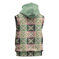 Seamless Pattern Maile and Pikake Lei Sleeveless Zip Hoodie Squares Maile Leaf - Polynesian Pride