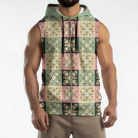 Seamless Pattern Maile and Pikake Lei Sleeveless Zip Hoodie Squares Maile Leaf LT9 - Polynesian Pride