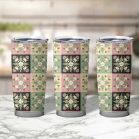 Seamless Pattern Maile and Pikake Lei Tumbler Cup Squares Maile Leaf - Polynesian Pride