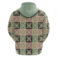 Seamless Pattern Maile and Pikake Lei Zip Hoodie Squares Maile Leaf - Polynesian Pride