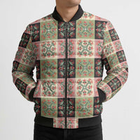 Seamless Pattern Pikake Lei Bomber Puffer Jacket Floral Squares Pikake LT9 - Polynesian Pride