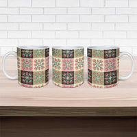 Seamless Pattern Pikake Lei Ceramic Mug Floral Squares Pikake LT9 - Polynesian Pride