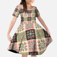 Seamless Pattern Pikake Lei Family Matching Off Shoulder Maxi Dress and Hawaiian Shirt Floral Squares Pikake - Polynesian Pride