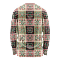 Seamless Pattern Pikake Lei Long Sleeve Shirt Floral Squares Pikake LT9 - Polynesian Pride
