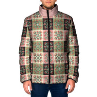Seamless Pattern Pikake Lei Padded Jacket Floral Squares Pikake LT9 Men Pink - Polynesian Pride
