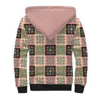 Seamless Pattern Pikake Lei Sherpa Hoodie Floral Squares Pikake LT9 - Polynesian Pride