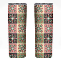 Seamless Pattern Pikake Lei Skinny Tumbler Floral Squares Pikake - Polynesian Pride