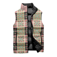 Seamless Pattern Pikake Lei Sleeveless Puffer Jacket Floral Squares Pikake LT9 - Polynesian Pride