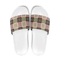 Seamless Pattern Pikake Lei Slide Sandals Floral Squares Pikake - Polynesian Pride