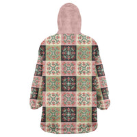 Seamless Pattern Pikake Lei Wearable Blanket Hoodie Floral Squares Pikake LT9 - Polynesian Pride