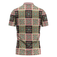 Seamless Pattern Pikake Lei Zipper Polo Shirt Floral Squares Pikake LT9 - Polynesian Pride