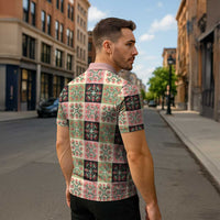 Seamless Pattern Pikake Lei Zipper Polo Shirt Floral Squares Pikake LT9 - Polynesian Pride