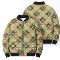 Seamless Pattern Puakenikeni and Kalo Bomber Puffer Jacket LT9 - Polynesian Pride