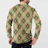 Seamless Pattern Puakenikeni and Kalo Button Sweatshirt LT9 - Polynesian Pride