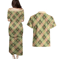 Seamless Pattern Puakenikeni and Kalo Couples Matching Puletasi and Hawaiian Shirt LT9 - Polynesian Pride