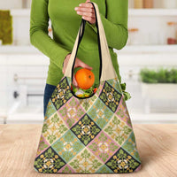 Seamless Pattern Puakenikeni and Kalo Grocery Bag - Polynesian Pride