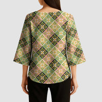Seamless Pattern Puakenikeni and Kalo Kimono Sleeve Blouse LT9 - Polynesian Pride