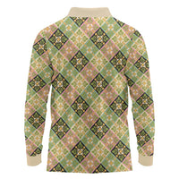 Seamless Pattern Puakenikeni and Kalo Long Sleeve Polo Shirt LT9 - Polynesian Pride