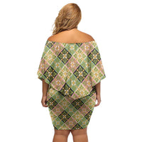 Seamless Pattern Puakenikeni and Kalo Off Shoulder Short Dress - Polynesian Pride