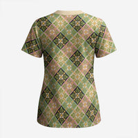 Seamless Pattern Puakenikeni and Kalo Scrub Top - Polynesian Pride