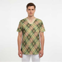 Seamless Pattern Puakenikeni and Kalo Scrub Top - Polynesian Pride