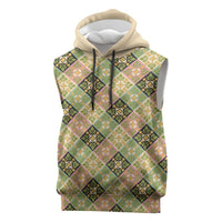 Seamless Pattern Puakenikeni and Kalo Sleeveless Hoodie LT9 Beige - Polynesian Pride