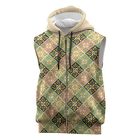 Seamless Pattern Puakenikeni and Kalo Sleeveless Zip Hoodie LT9 Beige - Polynesian Pride